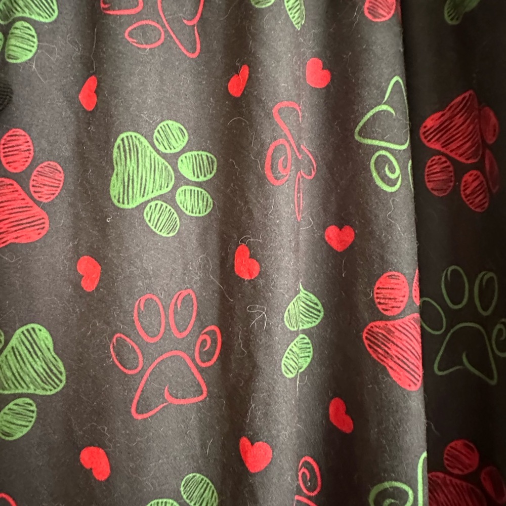 Black Lounge Pants with Red and Green Floral Print - Picture 3 of 6